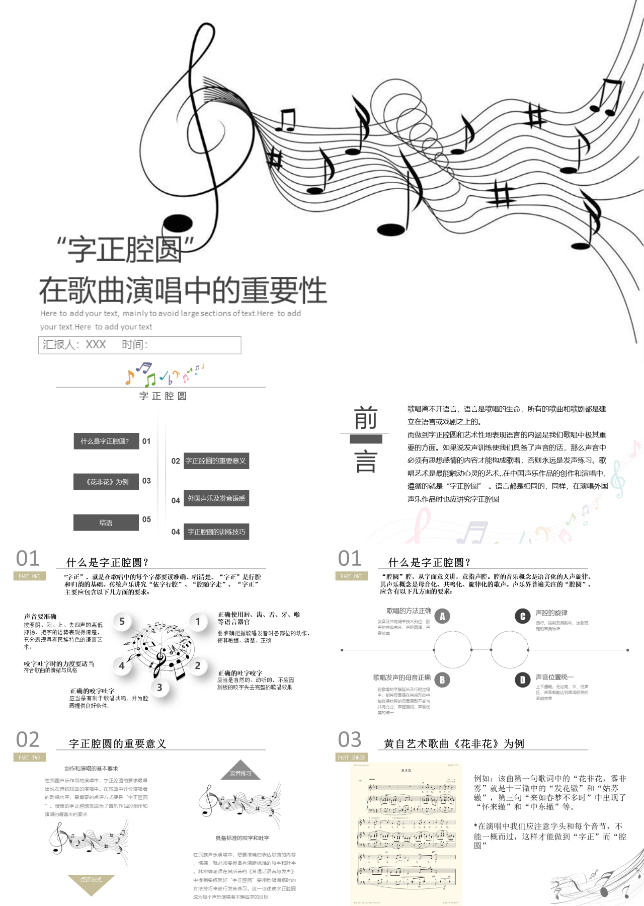 标准动态白色音乐课件字正腔圆的重要性