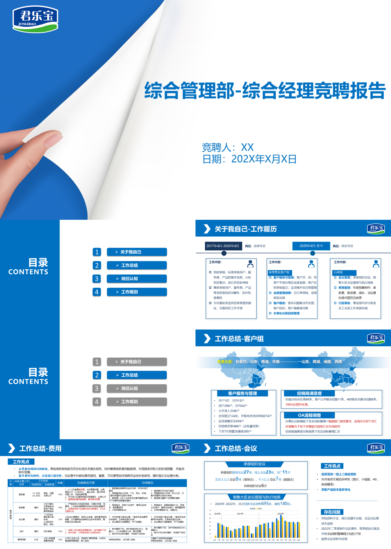 标准静态蓝色君乐宝职员竞聘演讲