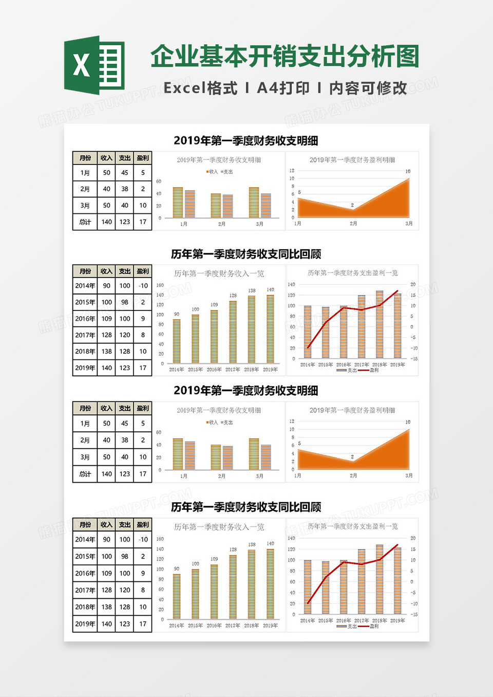 财务收支明细分析表Excel模板