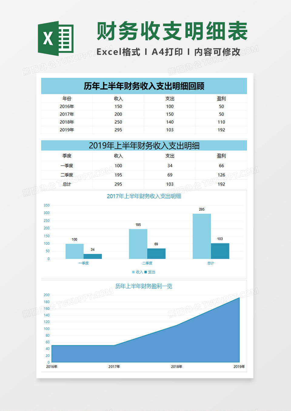 简约公司财务收支对比报告excel表格模板