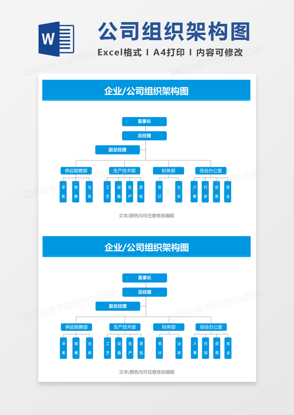 企业公司组织架构图word模板