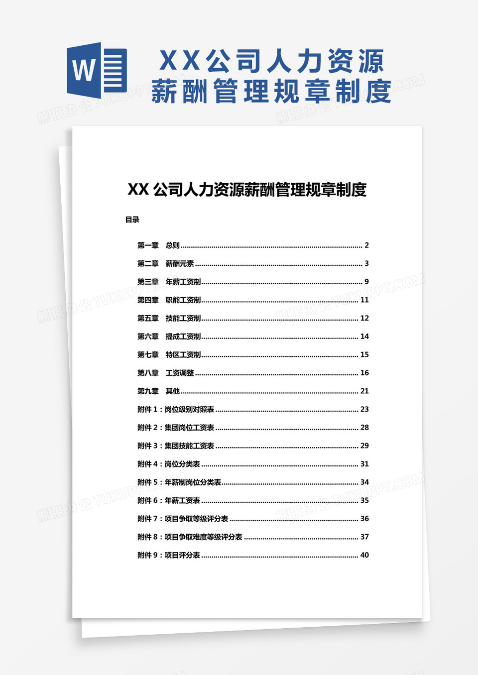 完整版XX公司人力资源薪酬管理规章制度Word模板