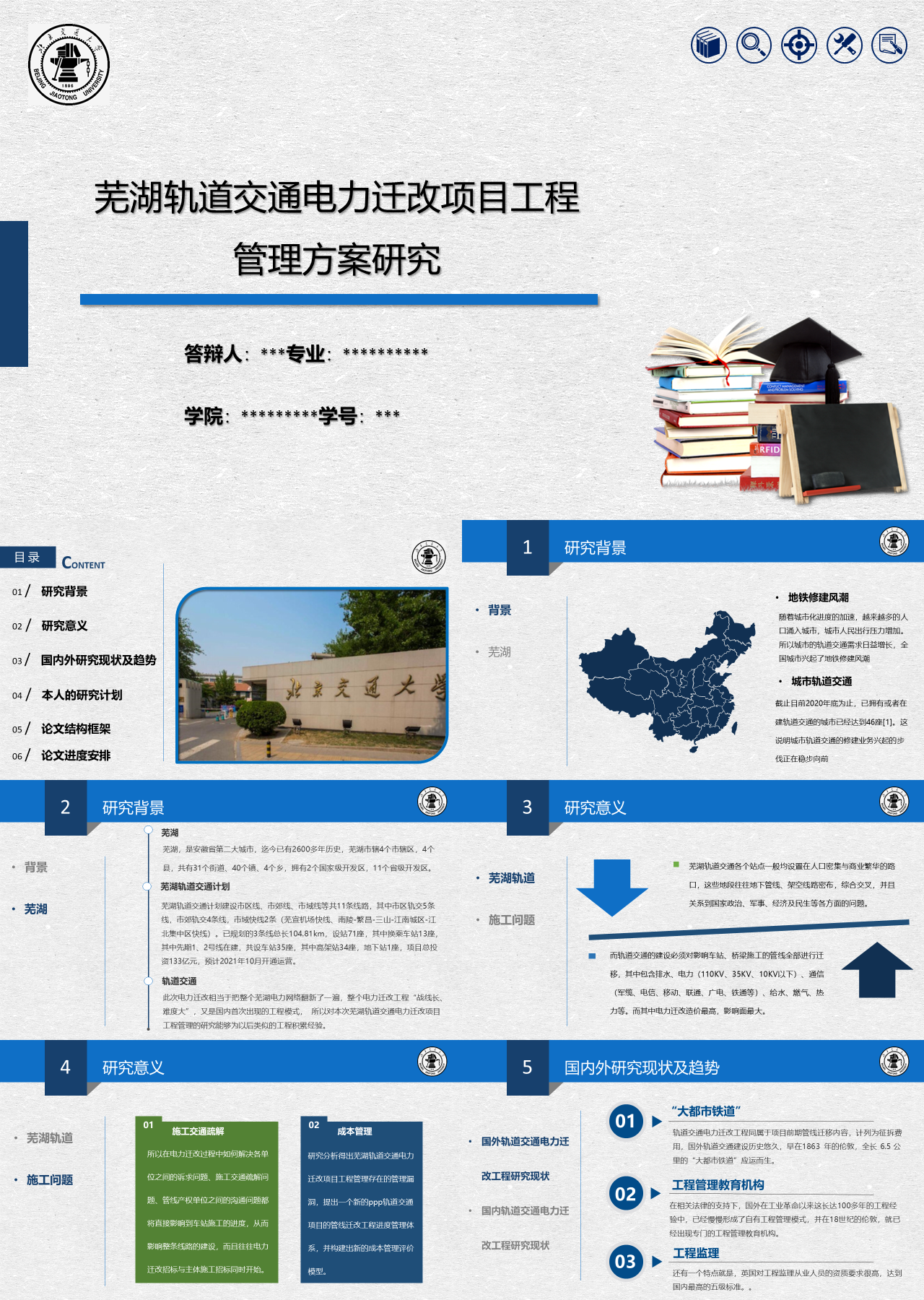 精美动态蓝色交通电力迁改项目工程答辩