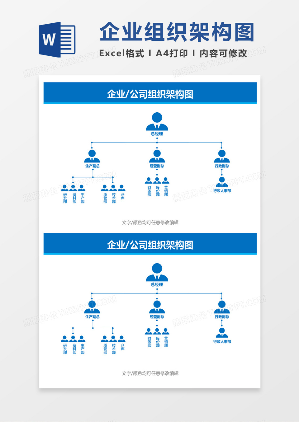 企业公司组织架构图word模板