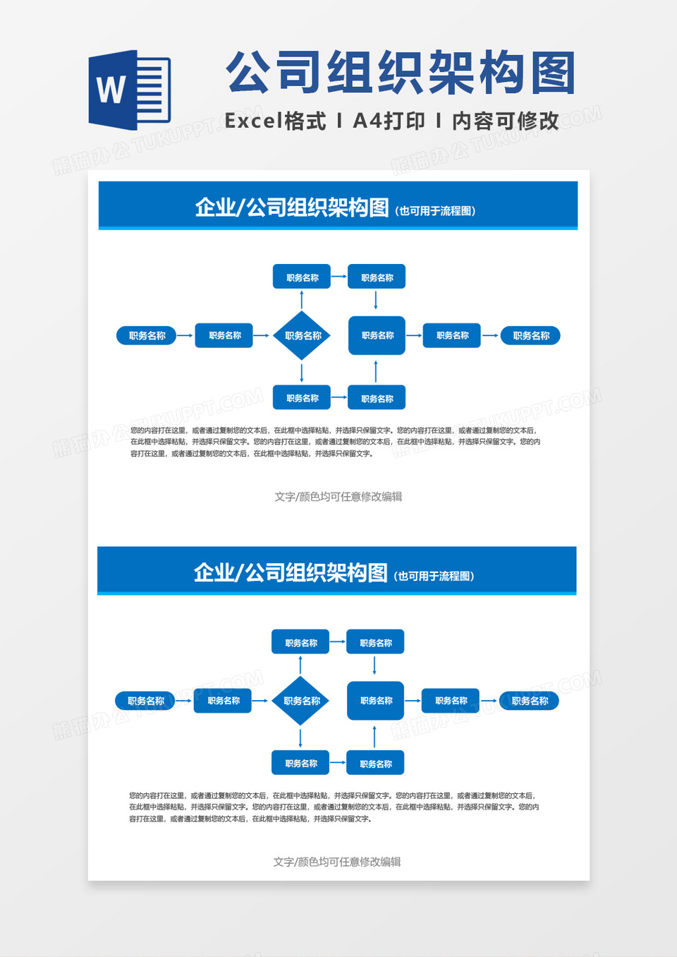 企业公司组织架构图或流程图word模板