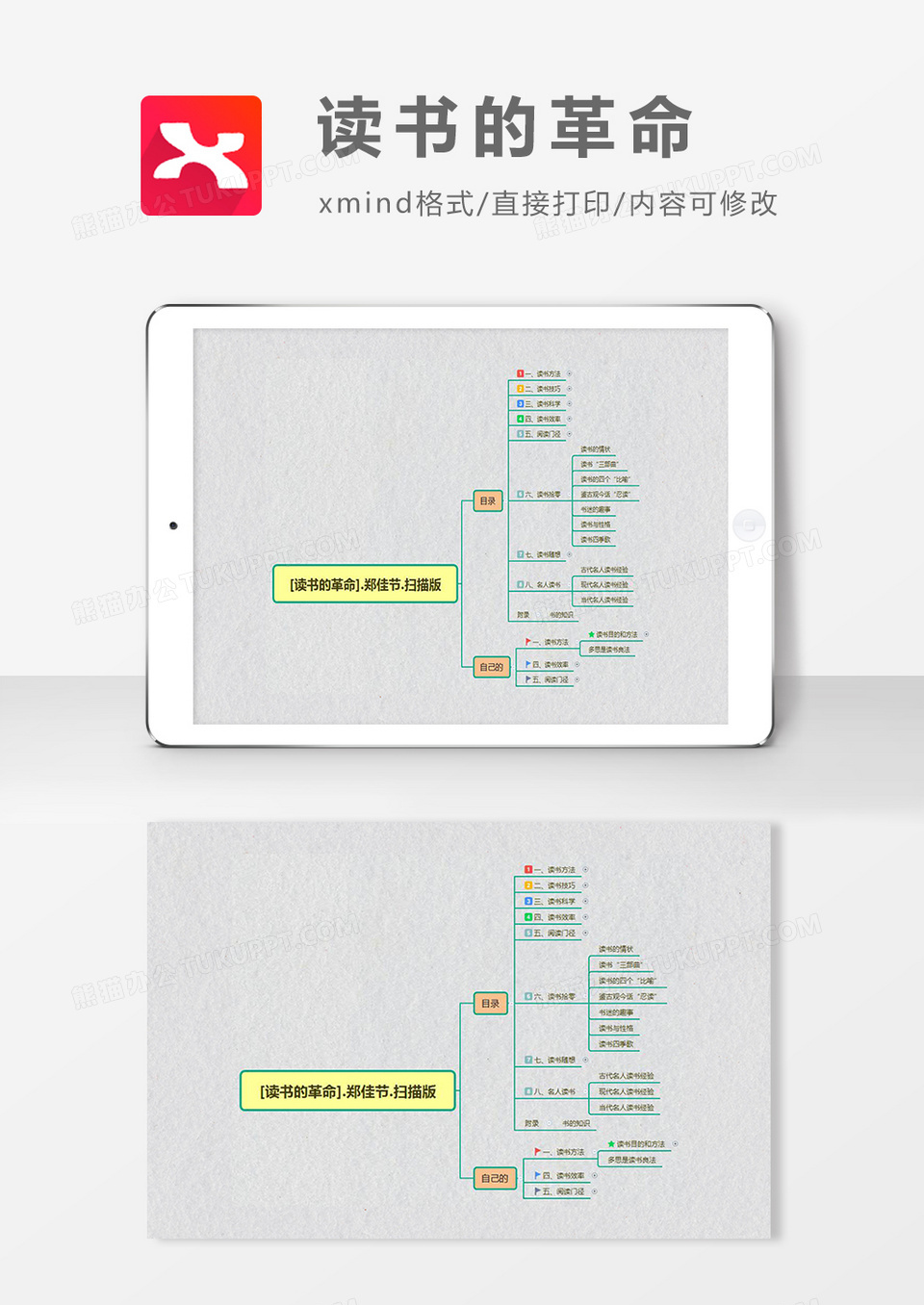 思维导图读书革命简洁XMind模板