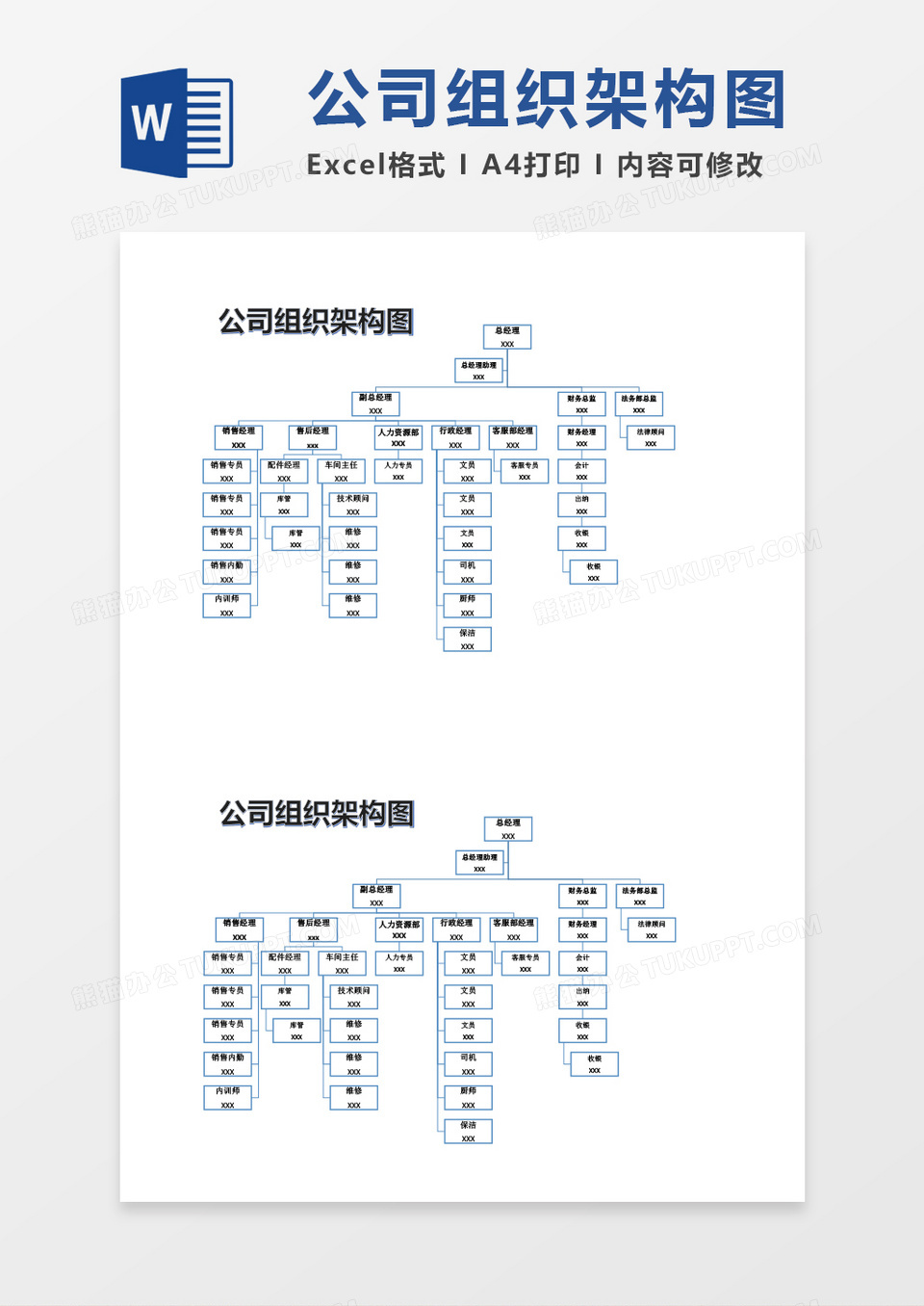 企业公司组织架构图word模板