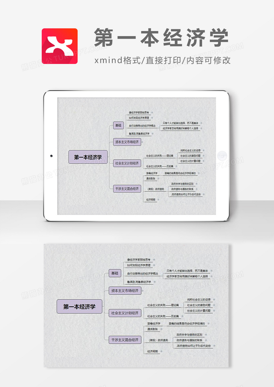 思维导图简洁第一本经济学XMind模板