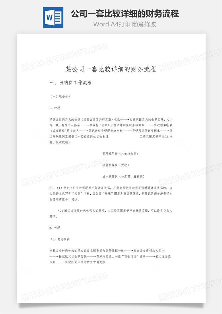 某公司一套比较详细的财务流程word文档