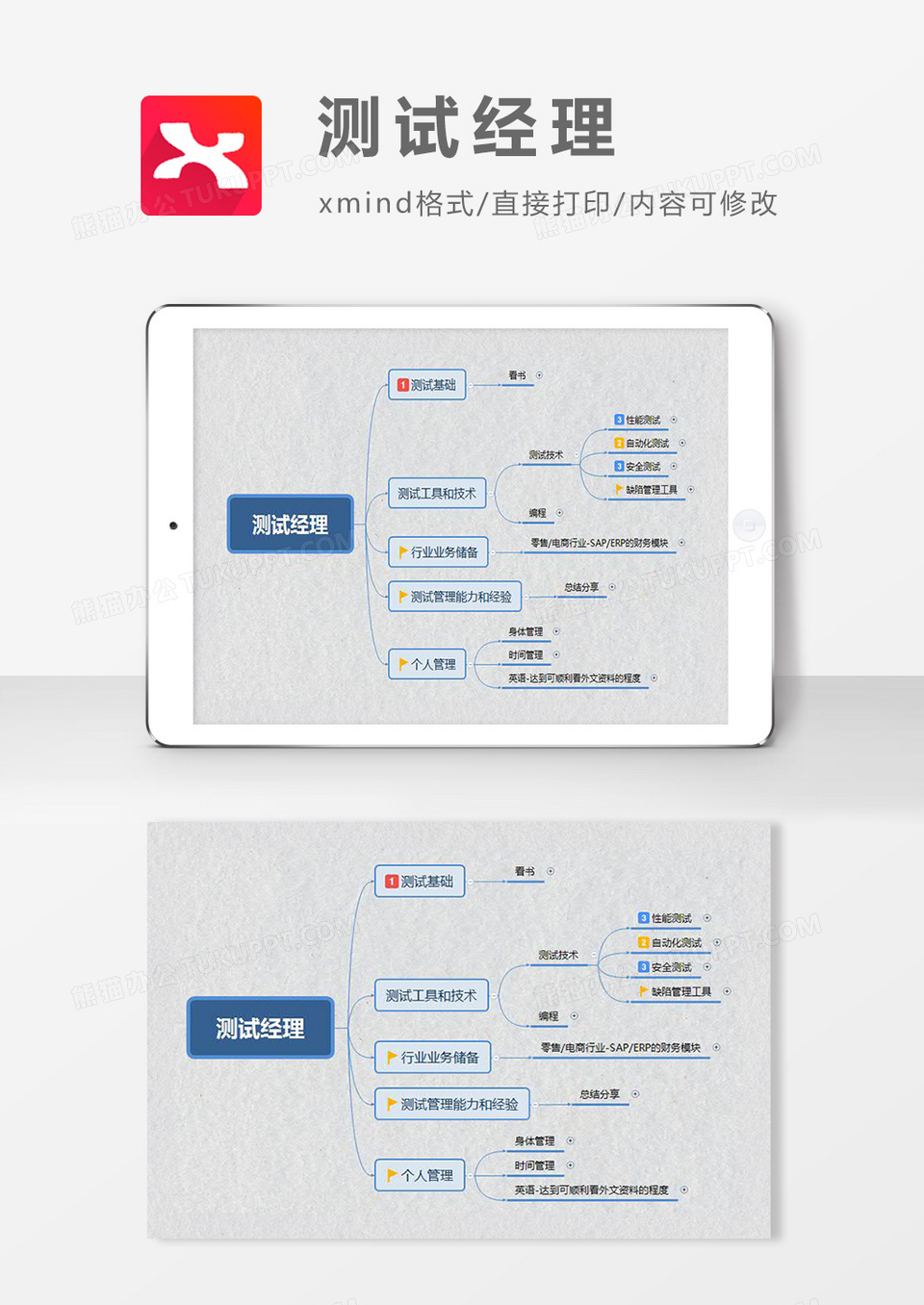 思维导图测试经理XMind模板