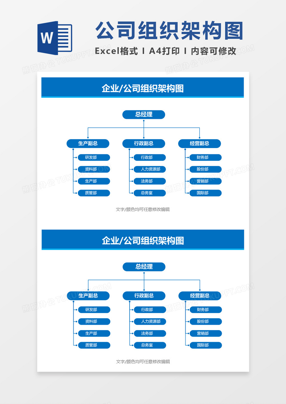 企业公司组织架构图word模板