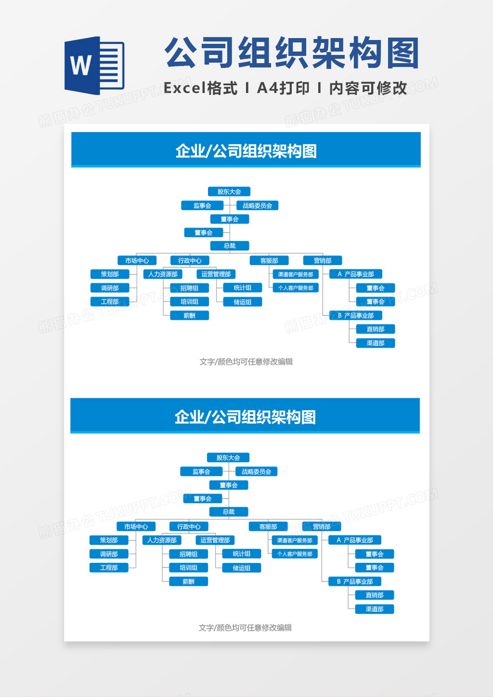 企业公司组织架构图word模板