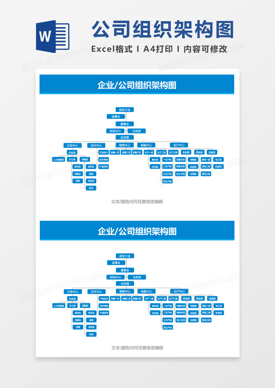 企业公司组织架构图word模板