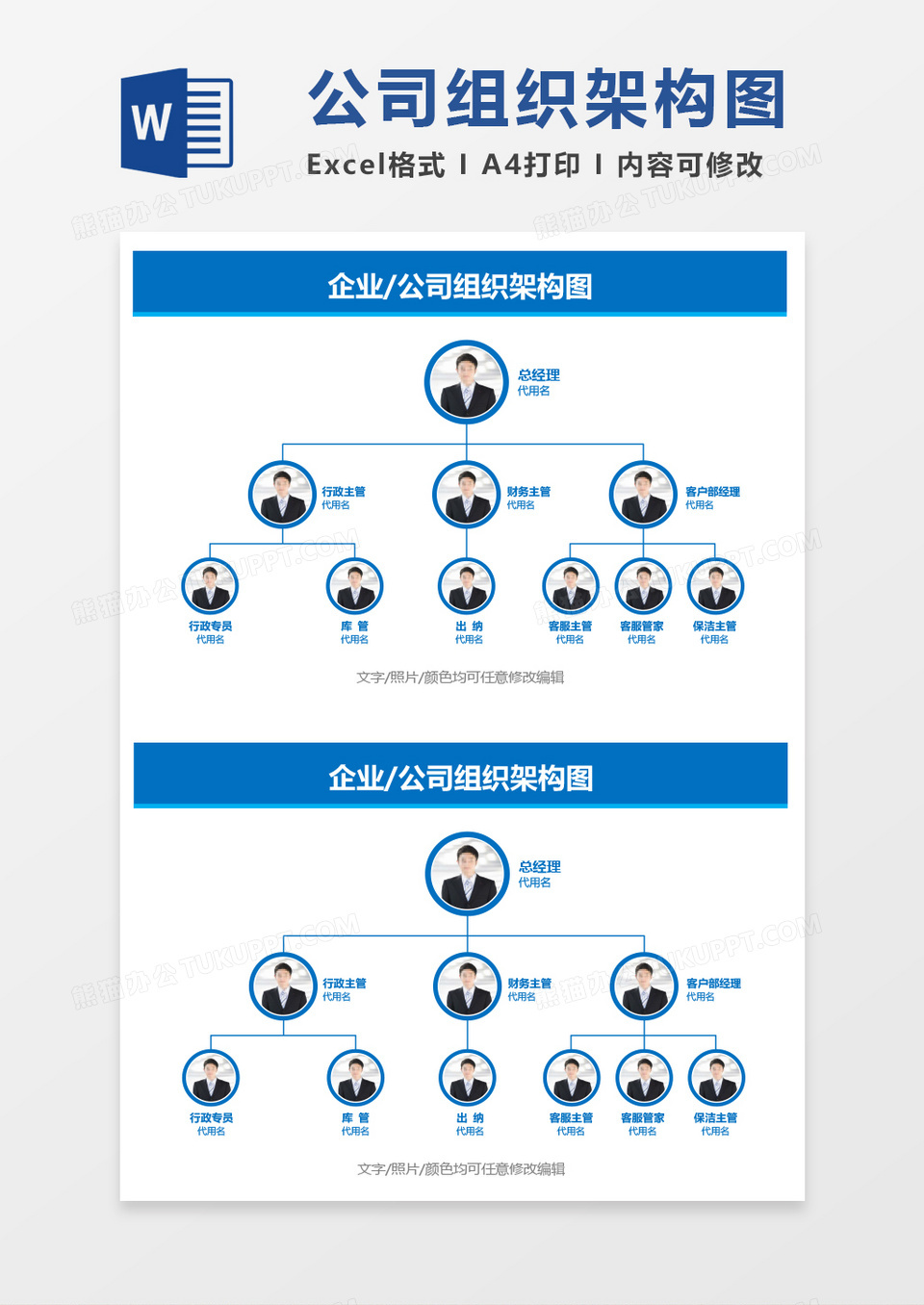 企业公司组织架构图word模板