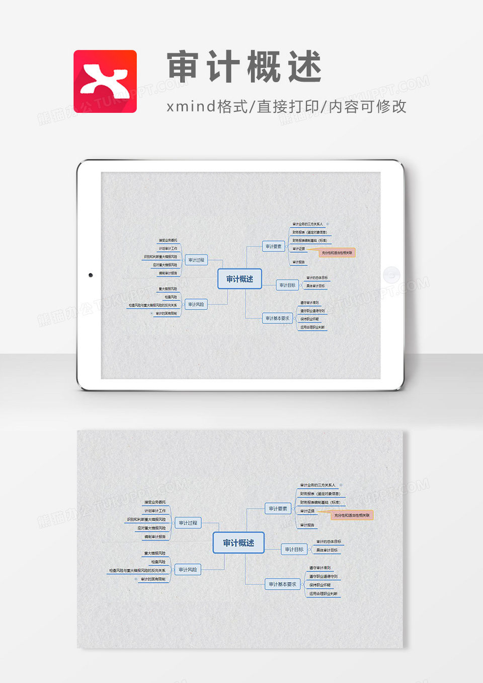 审计概述思维导图简洁XMind模板