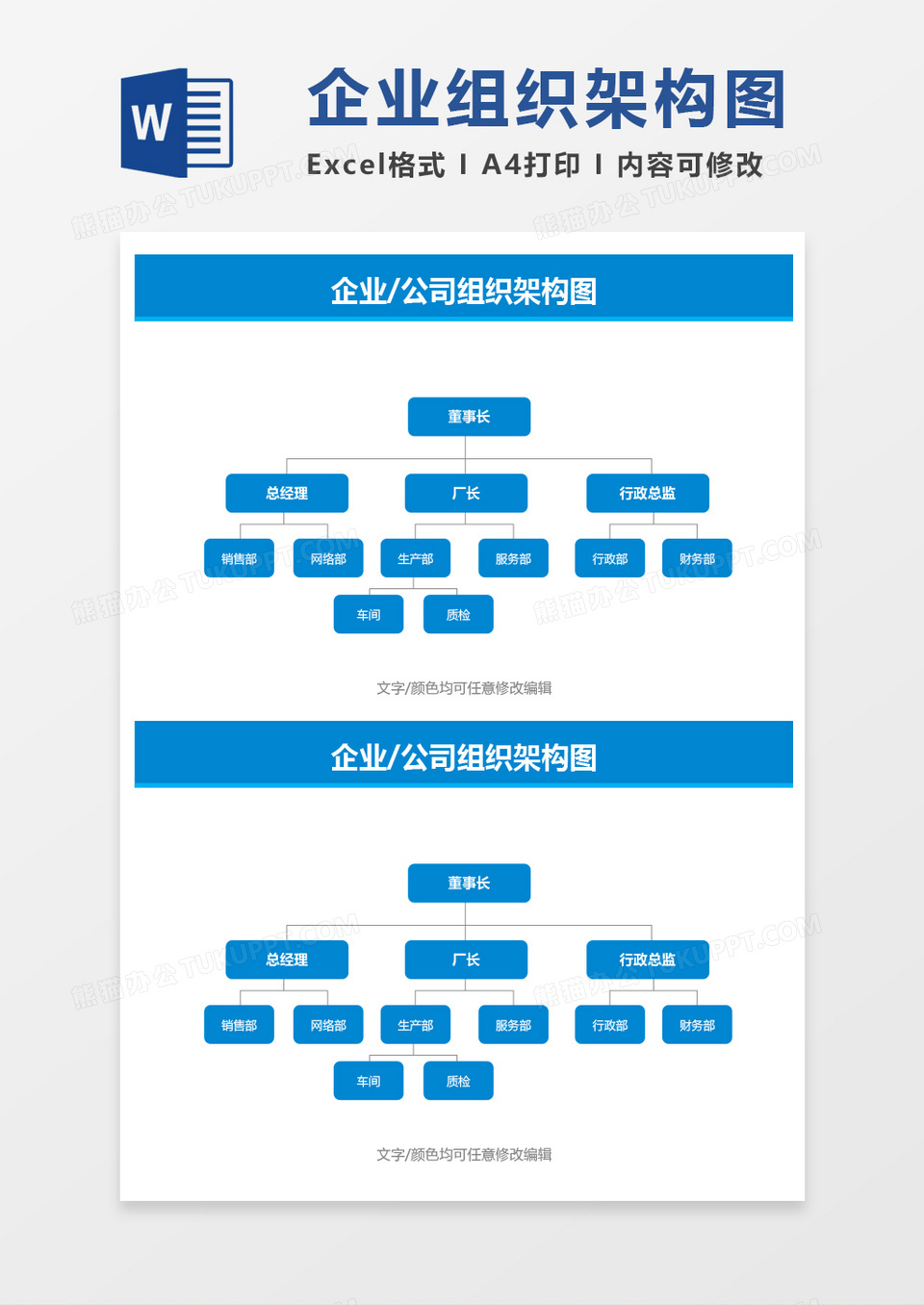 企业公司组织架构图word模板