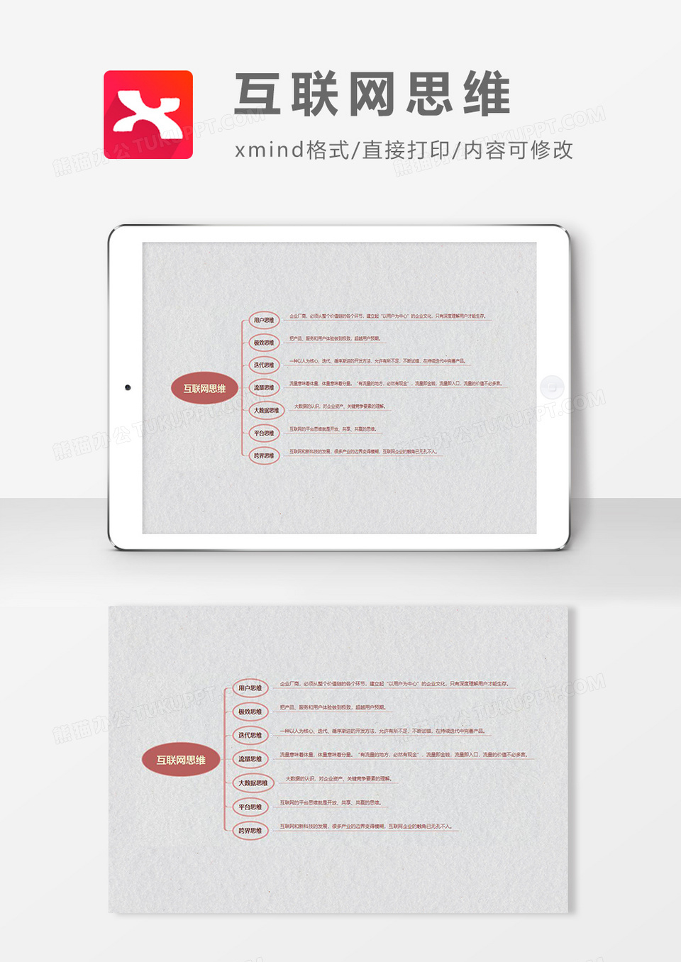 思维导图简约大气互联网思维XMind模板