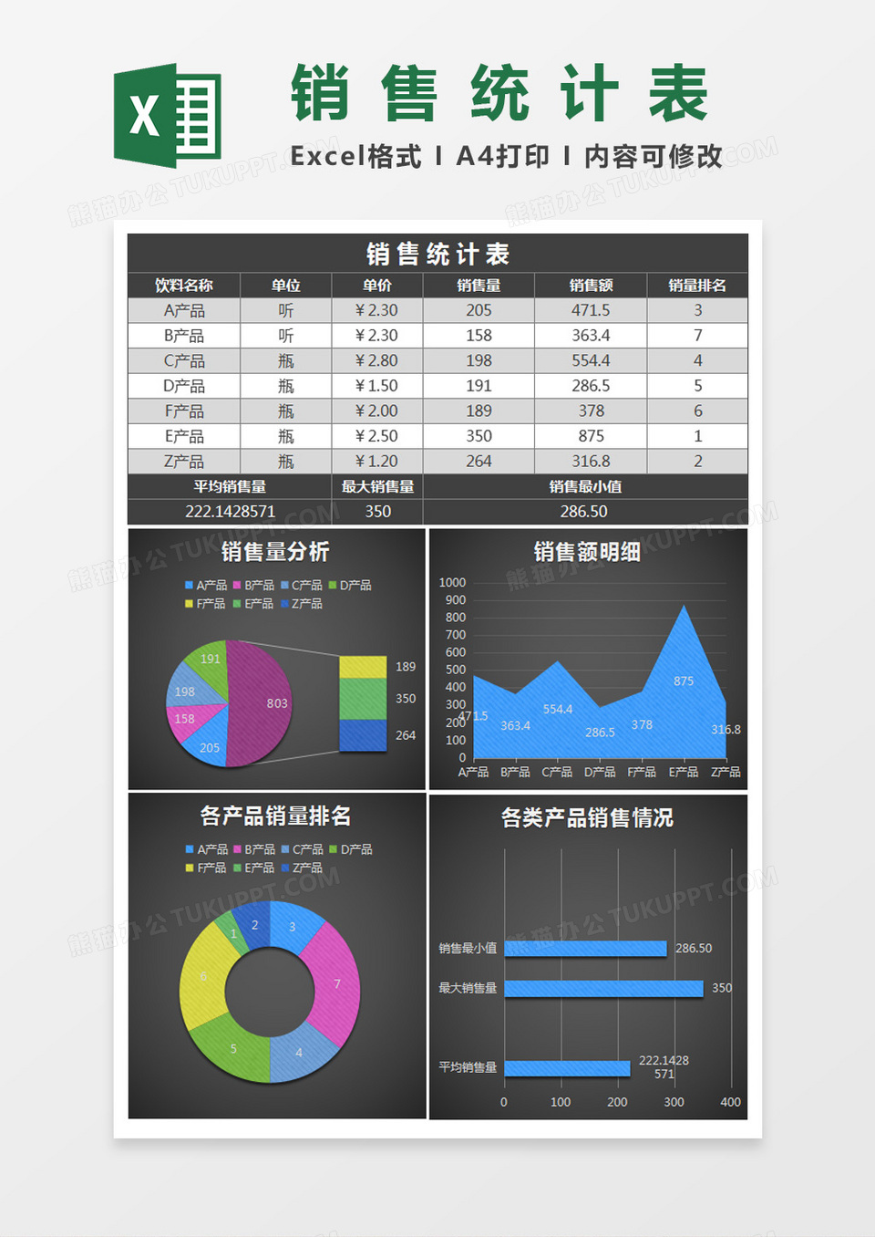 黑色销售统计表Excel模板