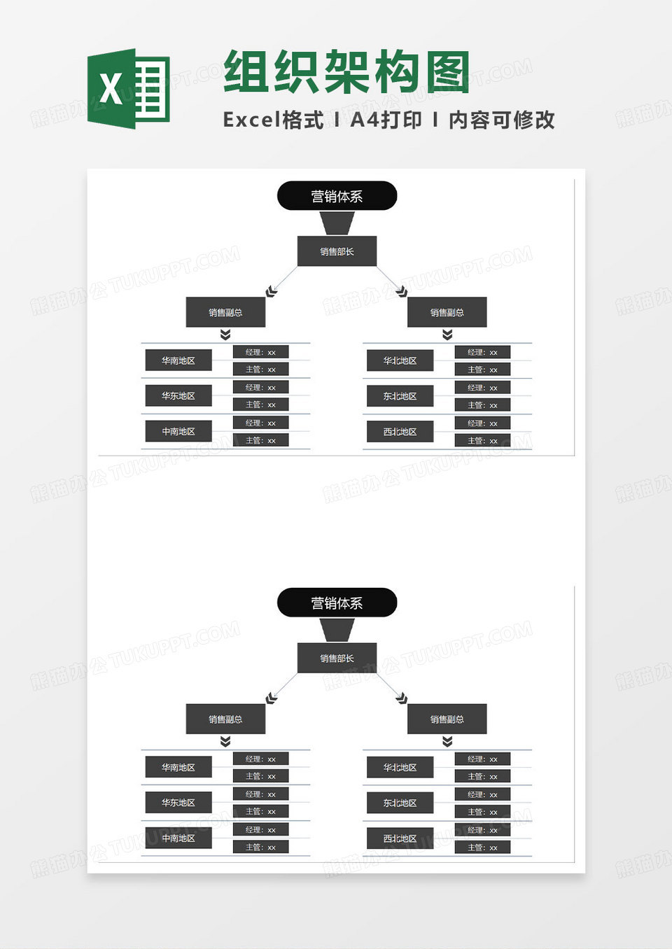 黑色简约组织架构图