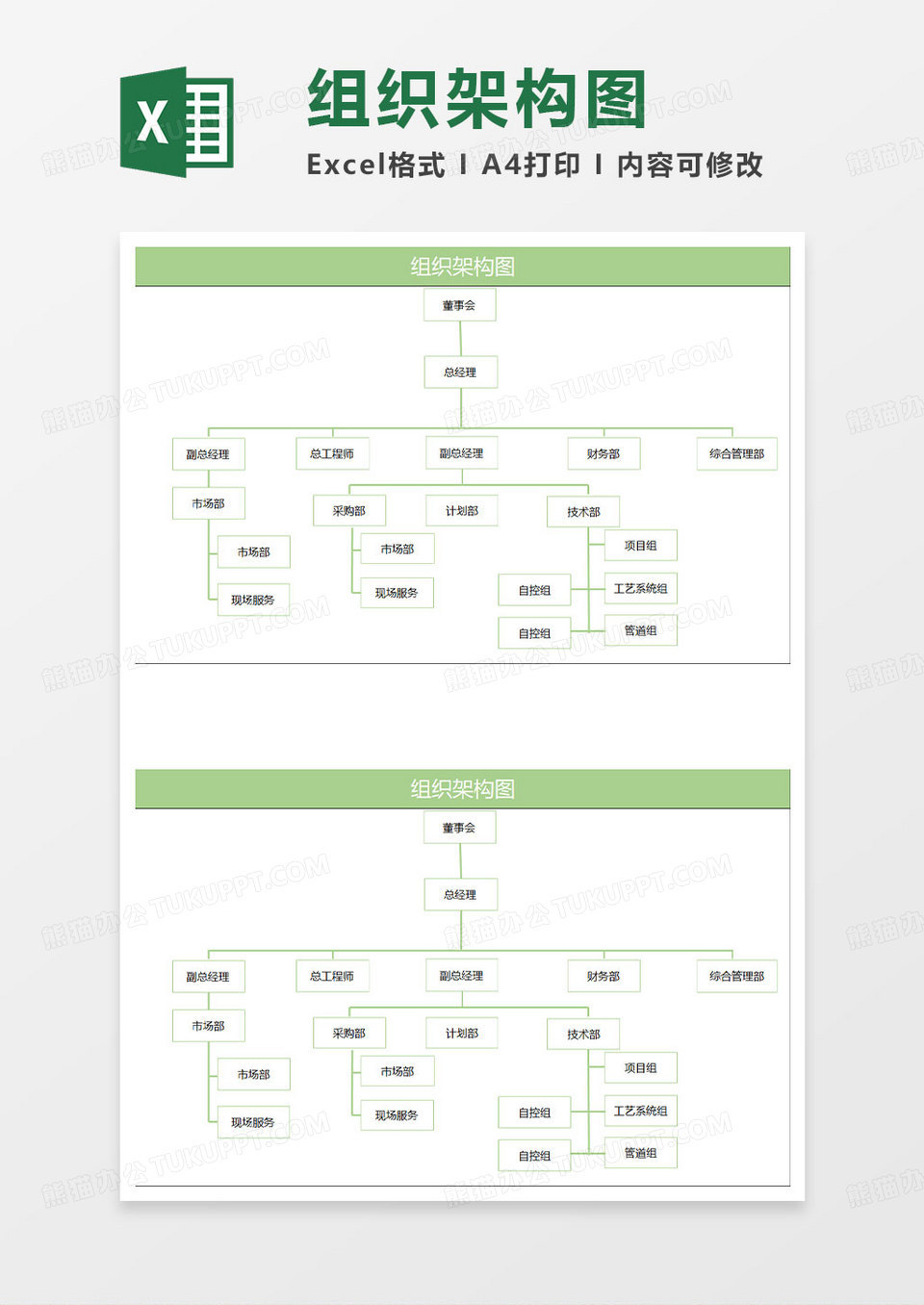 淡绿简约组织架构报表