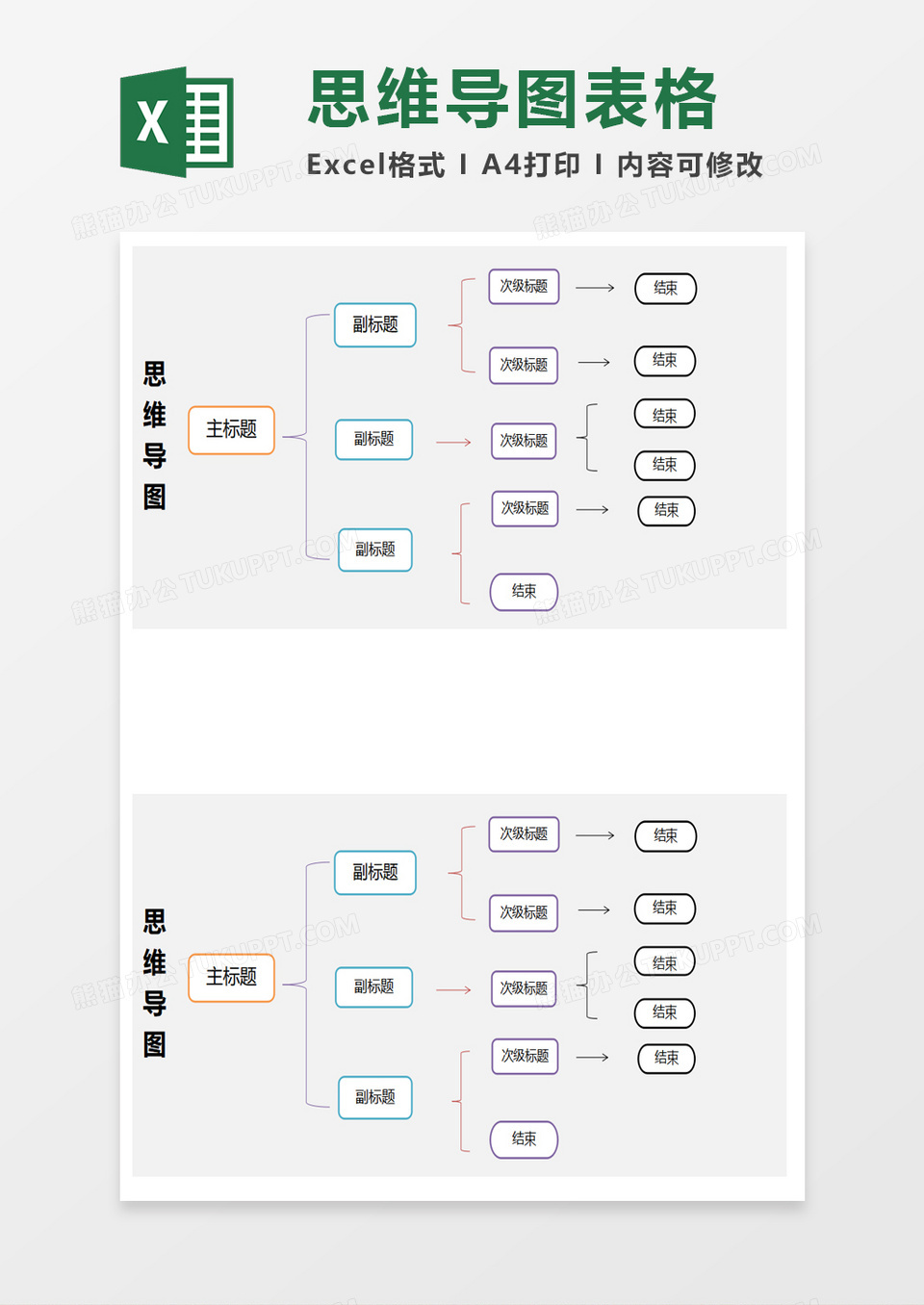 实用思维导图表格excel模板