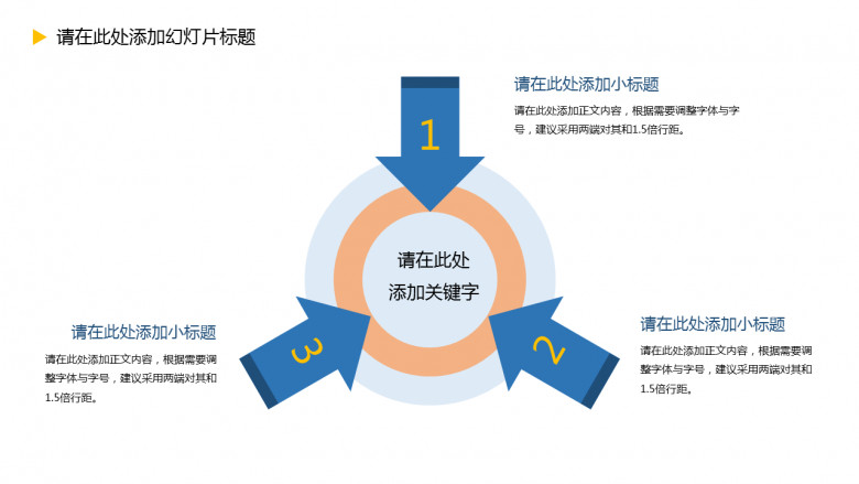 箭头指向中心聚合关系PPT模板