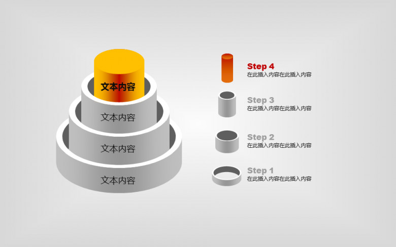 圆柱形层次递进PPT图形