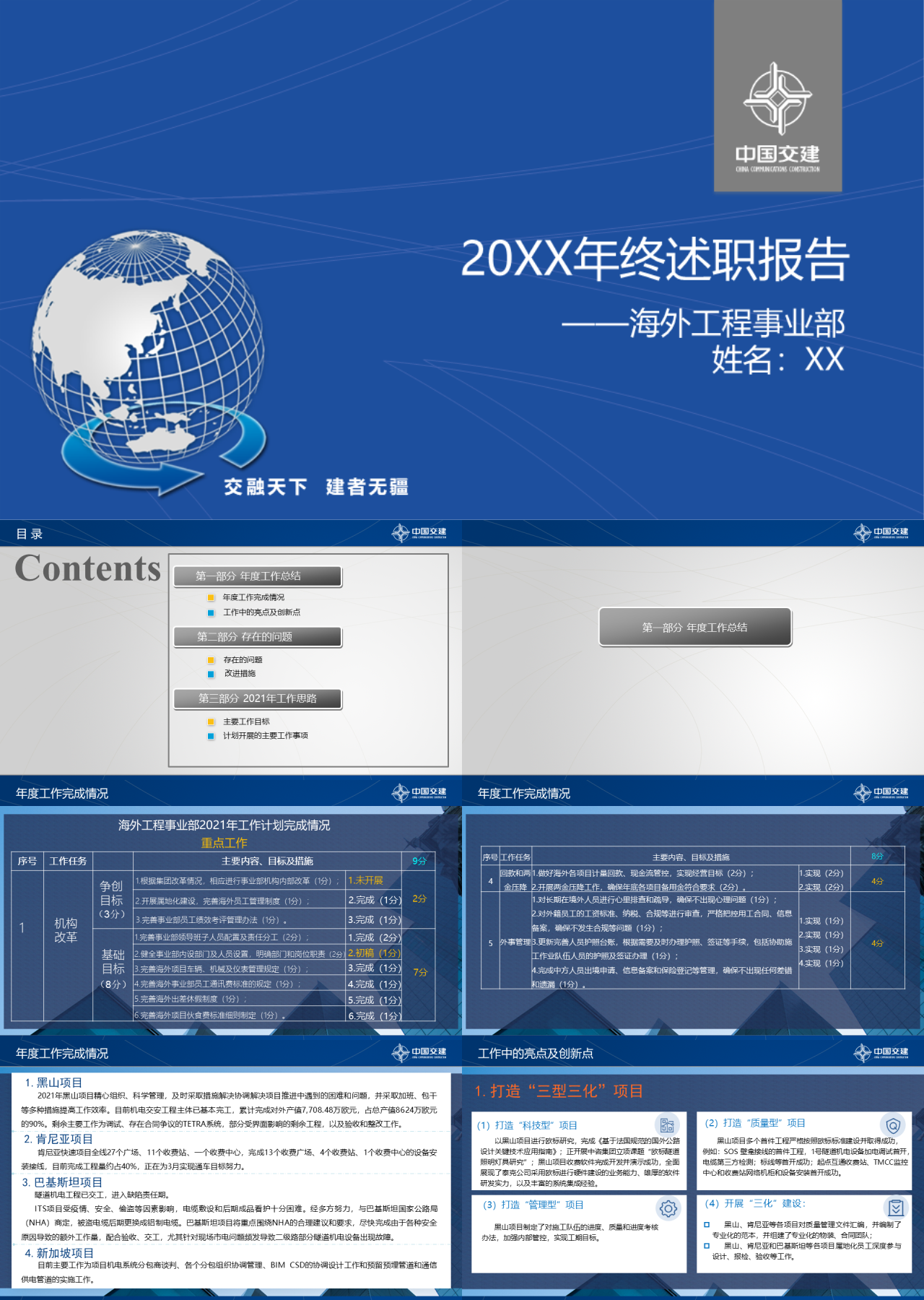 标准动态蓝色海外工程事业部年终述职报告工作总结工作计划