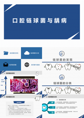 简单动态蓝色医学讲座口腔链球菌与龋病