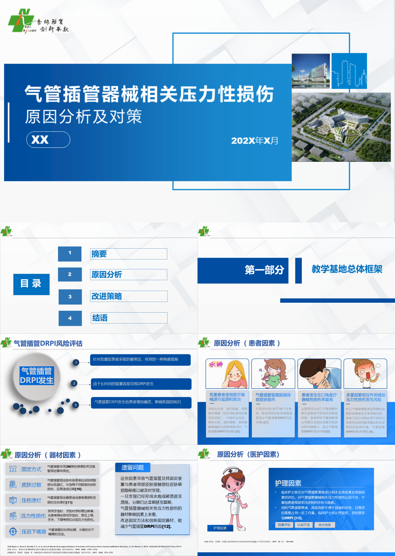 简单静态蓝色医学汇报气管插管器械相关压力性损伤原因分析及对策