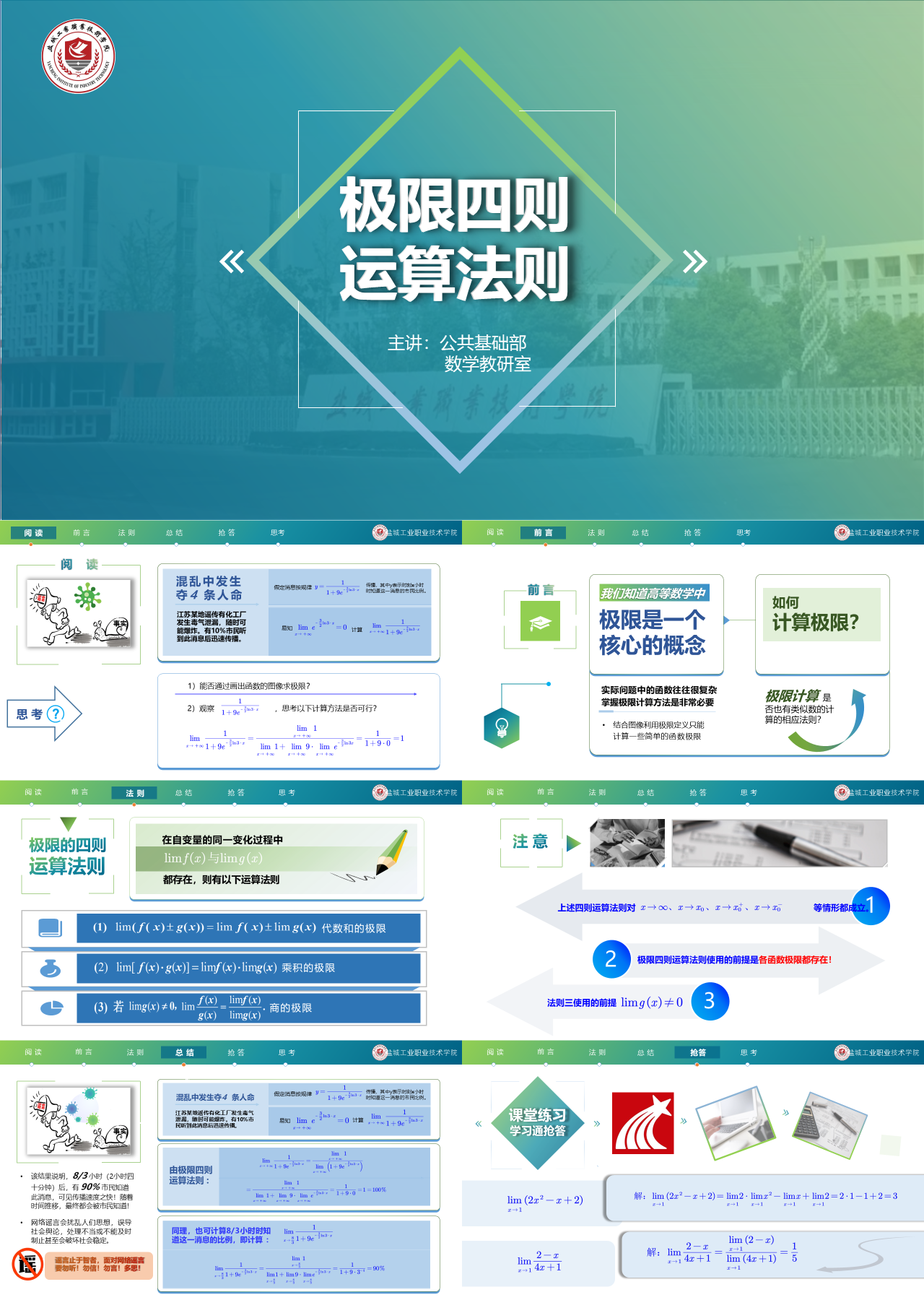 简单动态蓝色大学数学课件极限四则运算法则