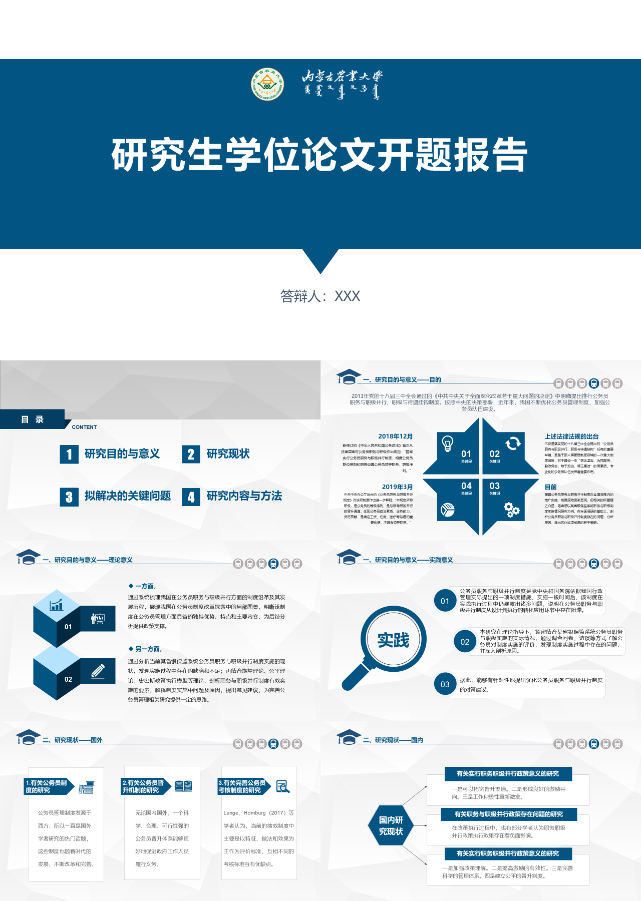 简单动态蓝色内蒙古农业大学研究生学位论文开题报告