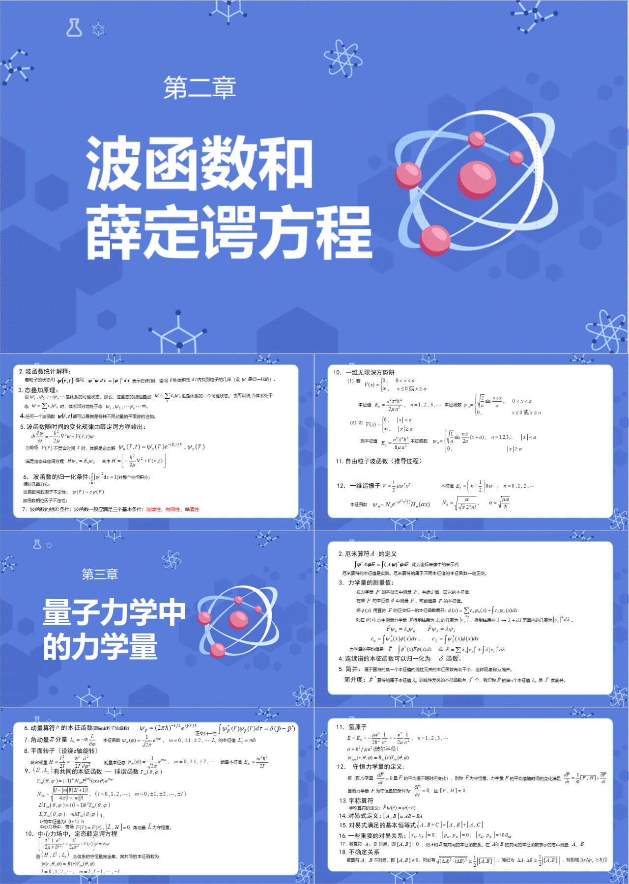 简单静态蓝色物理课件薛定谔方程量子力学