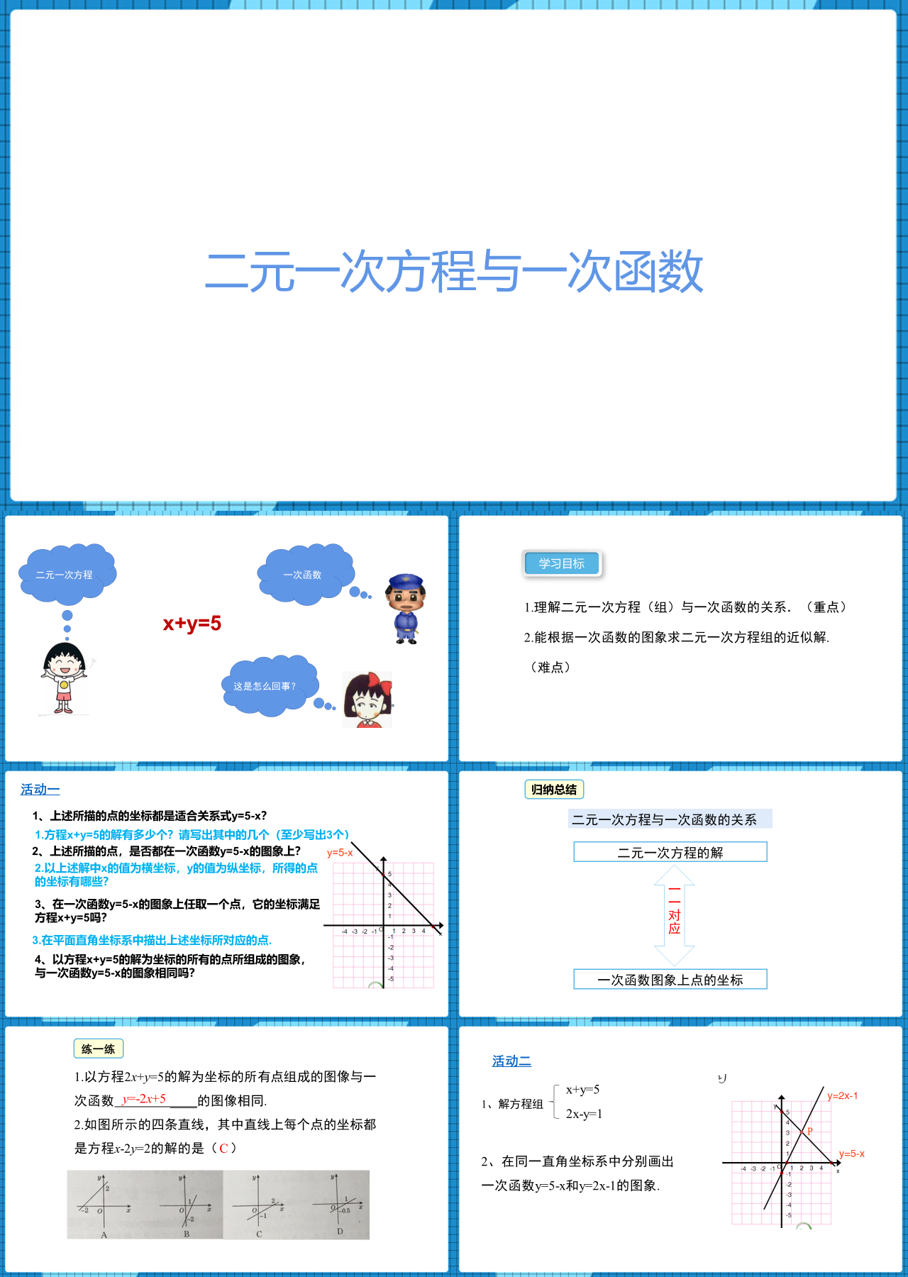 简单动态白色数学课件二元一次方程