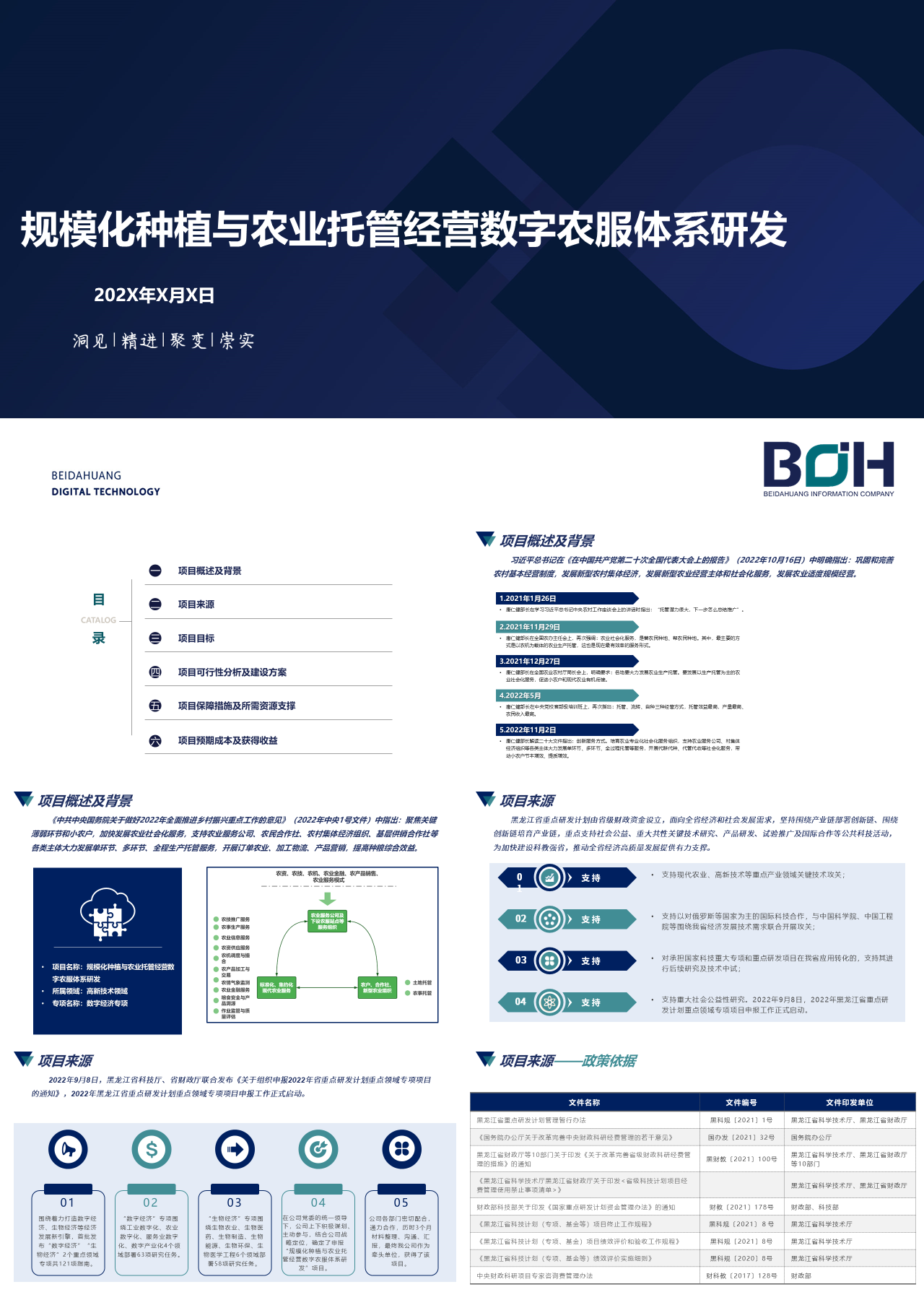 标准静态蓝色工作汇报规模化种植与农业托管经营数字农服体系研发