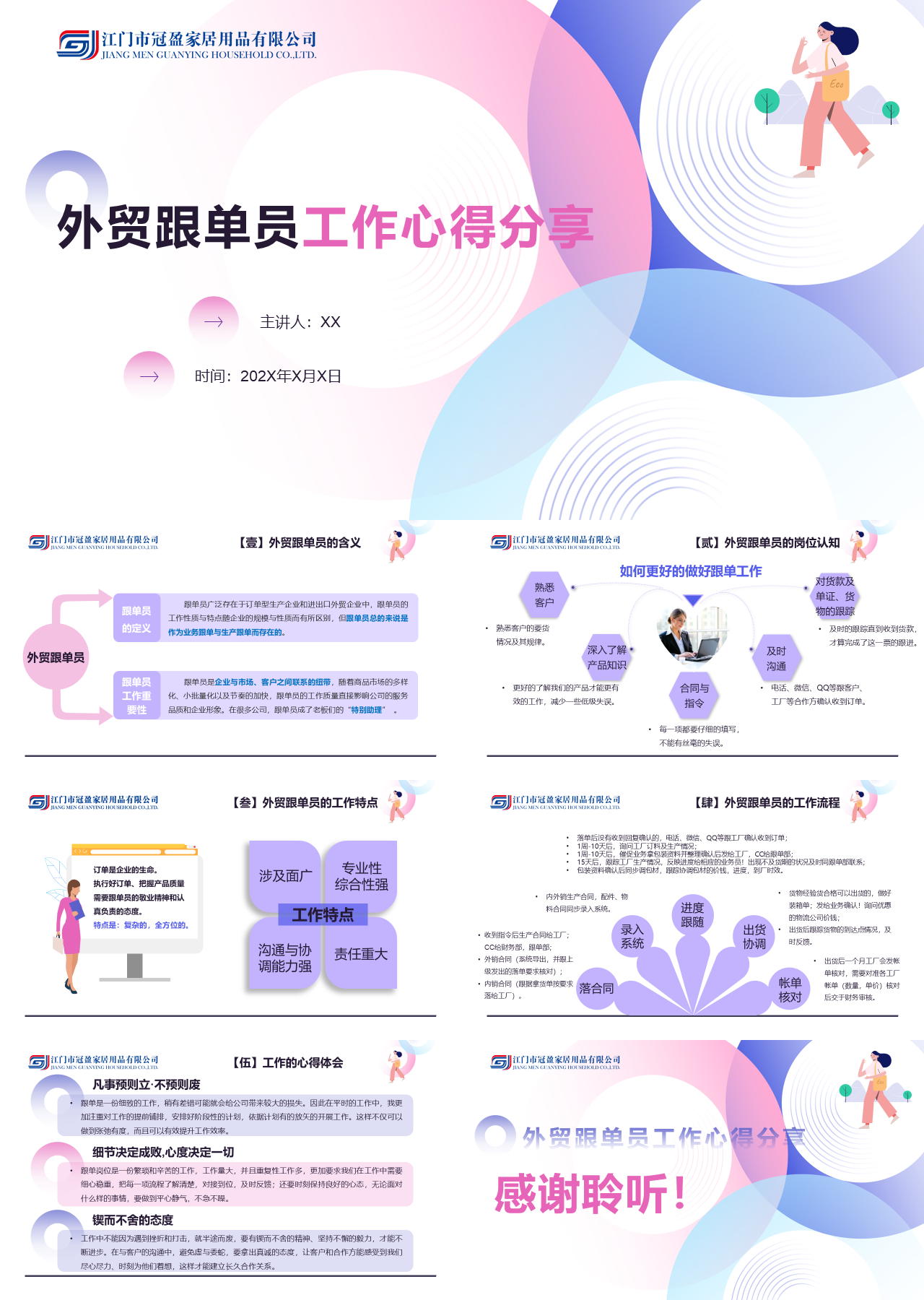 标准静态灰色工作总结外贸跟单员工作心得分享