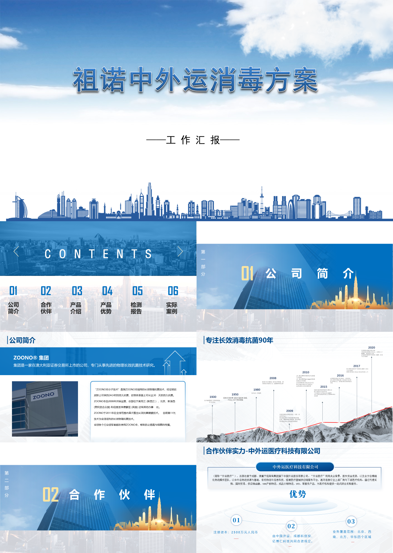 标准静态蓝色工作汇报祖诺中外运消毒方案