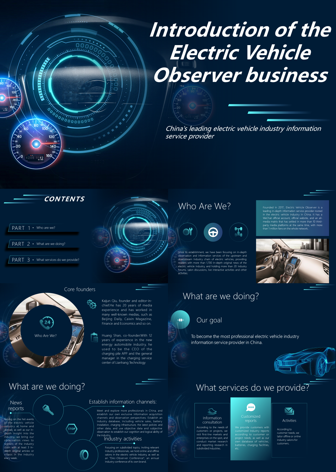 标准静态深蓝色科技风纯英文课件Introduction of the Electric Vehicle Observer business