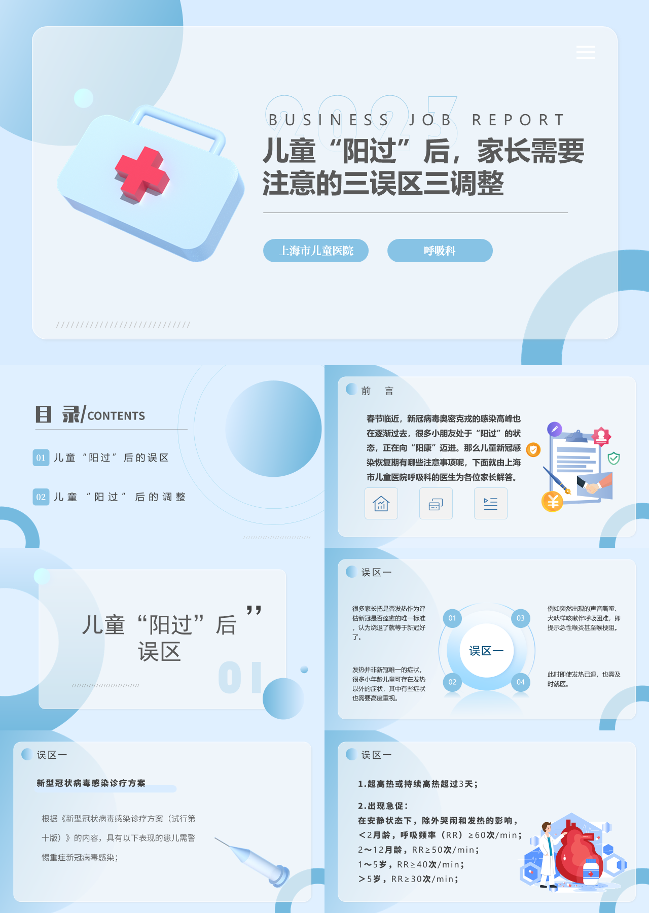 标准静态浅蓝色医学汇报儿童“阳过”后，家长需要 注意的三误区三调整