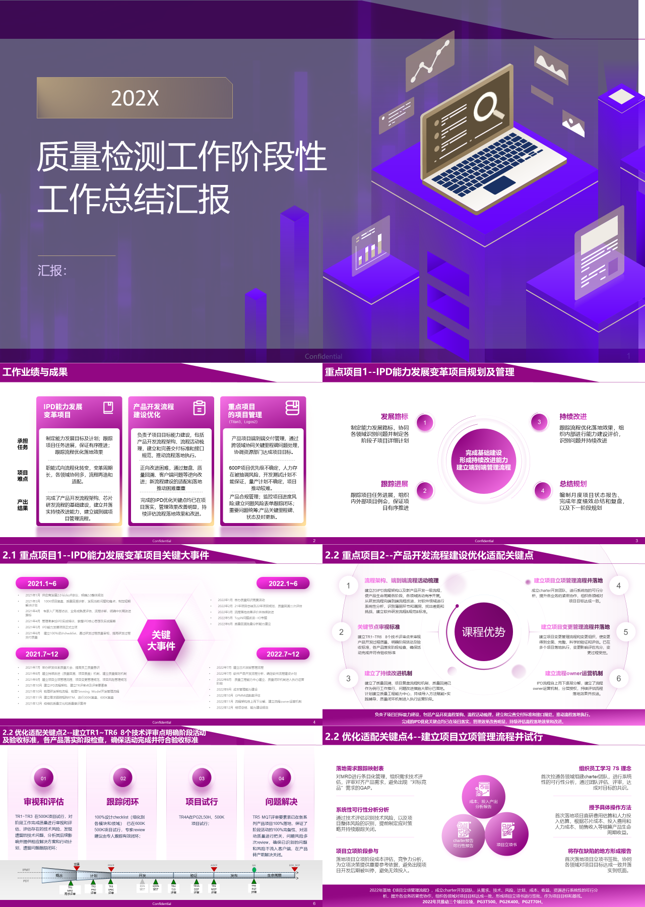 精美静态紫色质量检测工作阶段性工作总结汇报