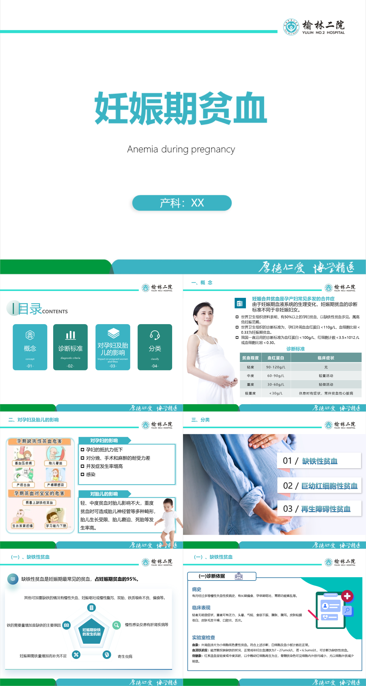 简单静态灰绿色医学汇报妊娠期贫血