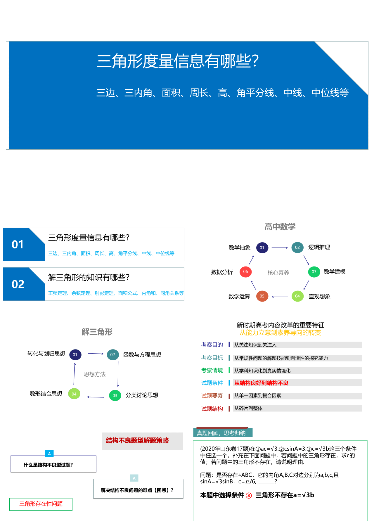 简单动态蓝色数学课件三角形度量信息有哪些