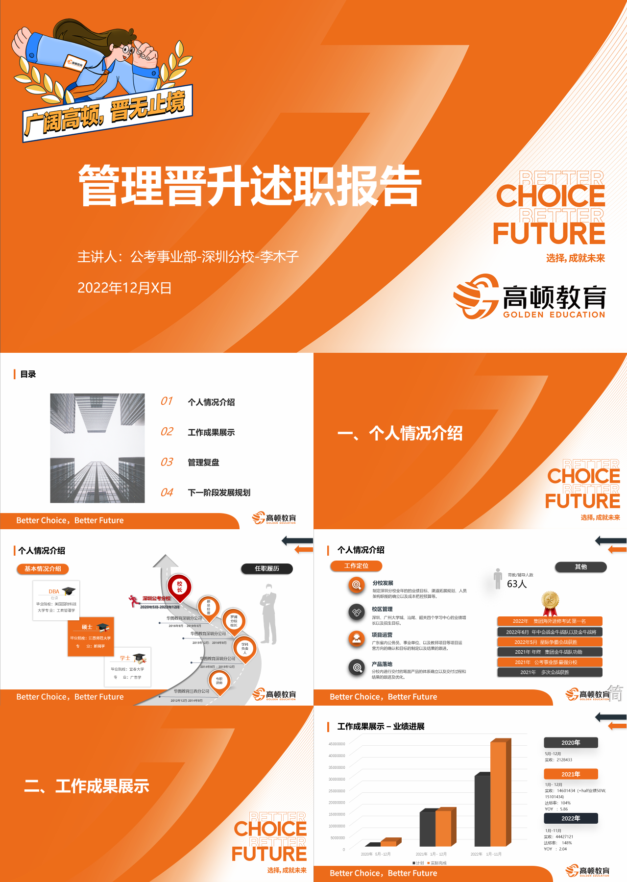 标准静态橙黄色深圳公考培训企业管理岗位竞聘报告