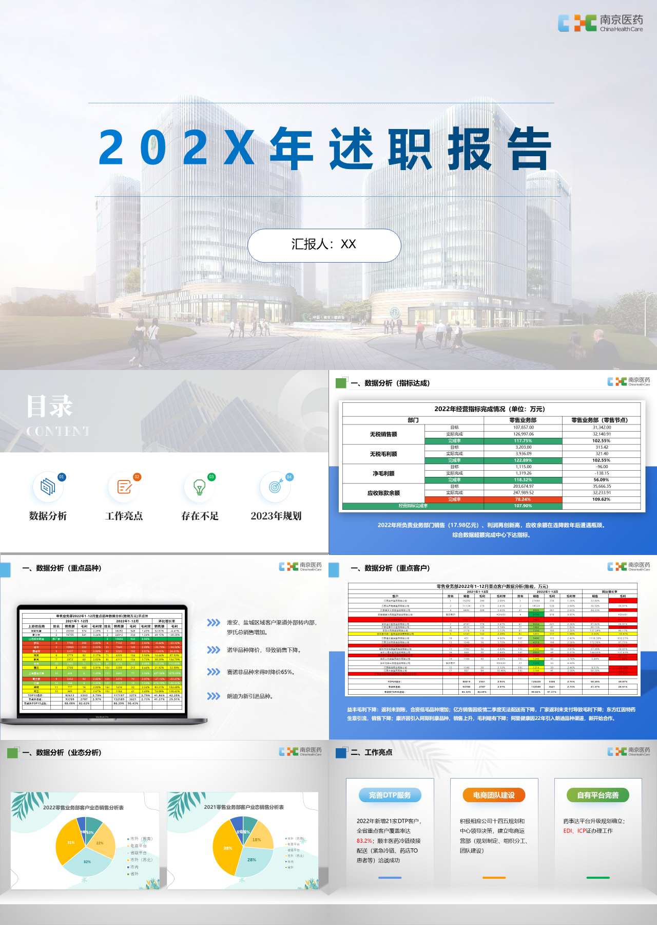 标准静态蓝色医药企业202X年述职报告