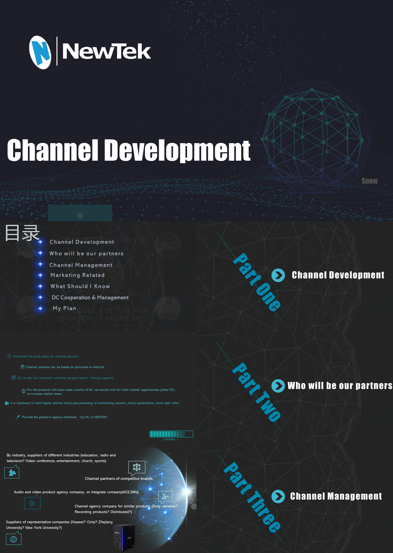 标准动态深蓝色纯英文工作汇报newtek Channel Development