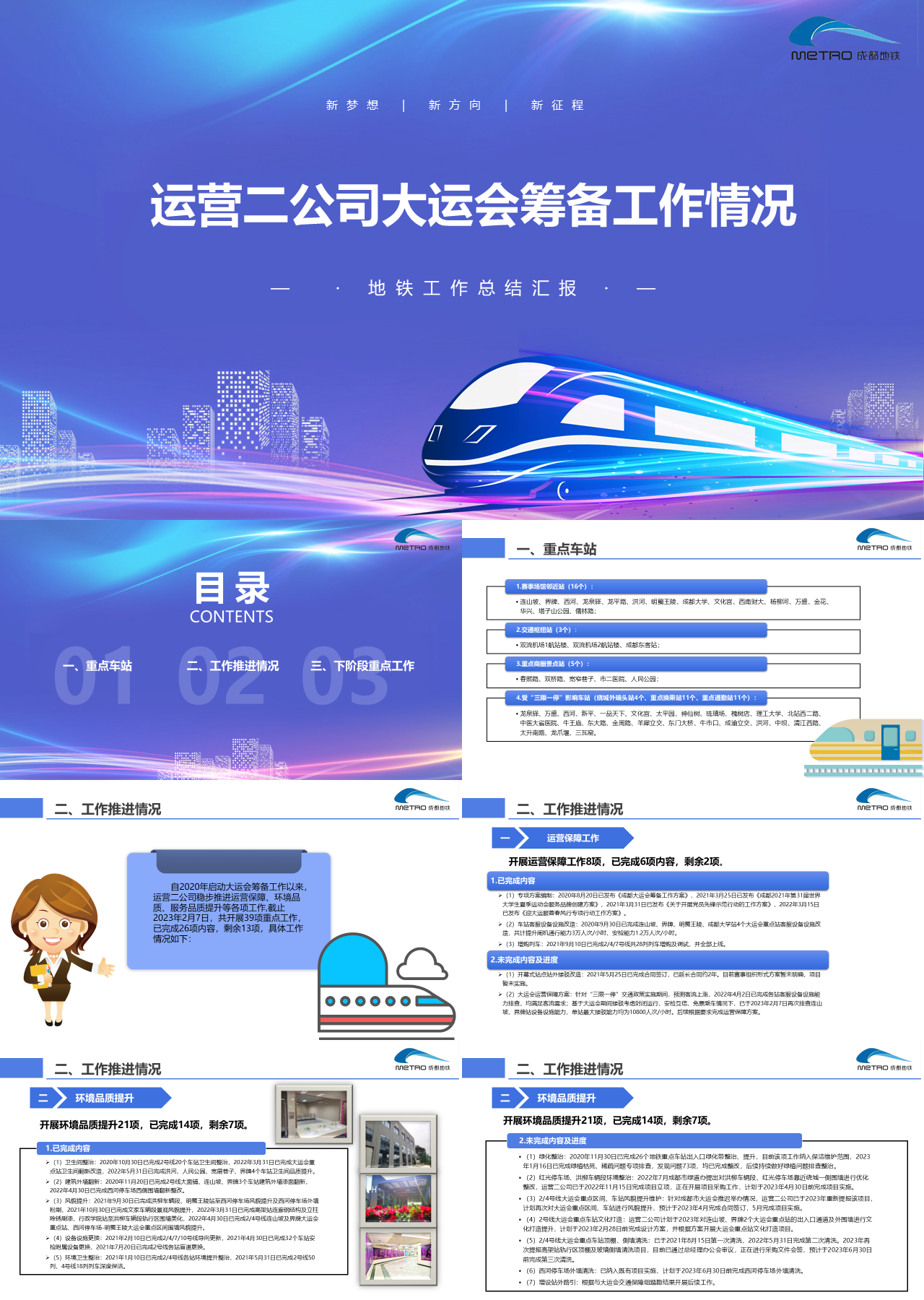 标准动态浅紫色成都地铁运营二公司大运会筹备工作情况汇报