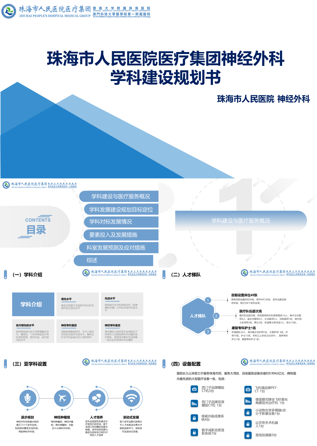 标准静态蓝色人民医院医疗集团神经外科学科建设规划书