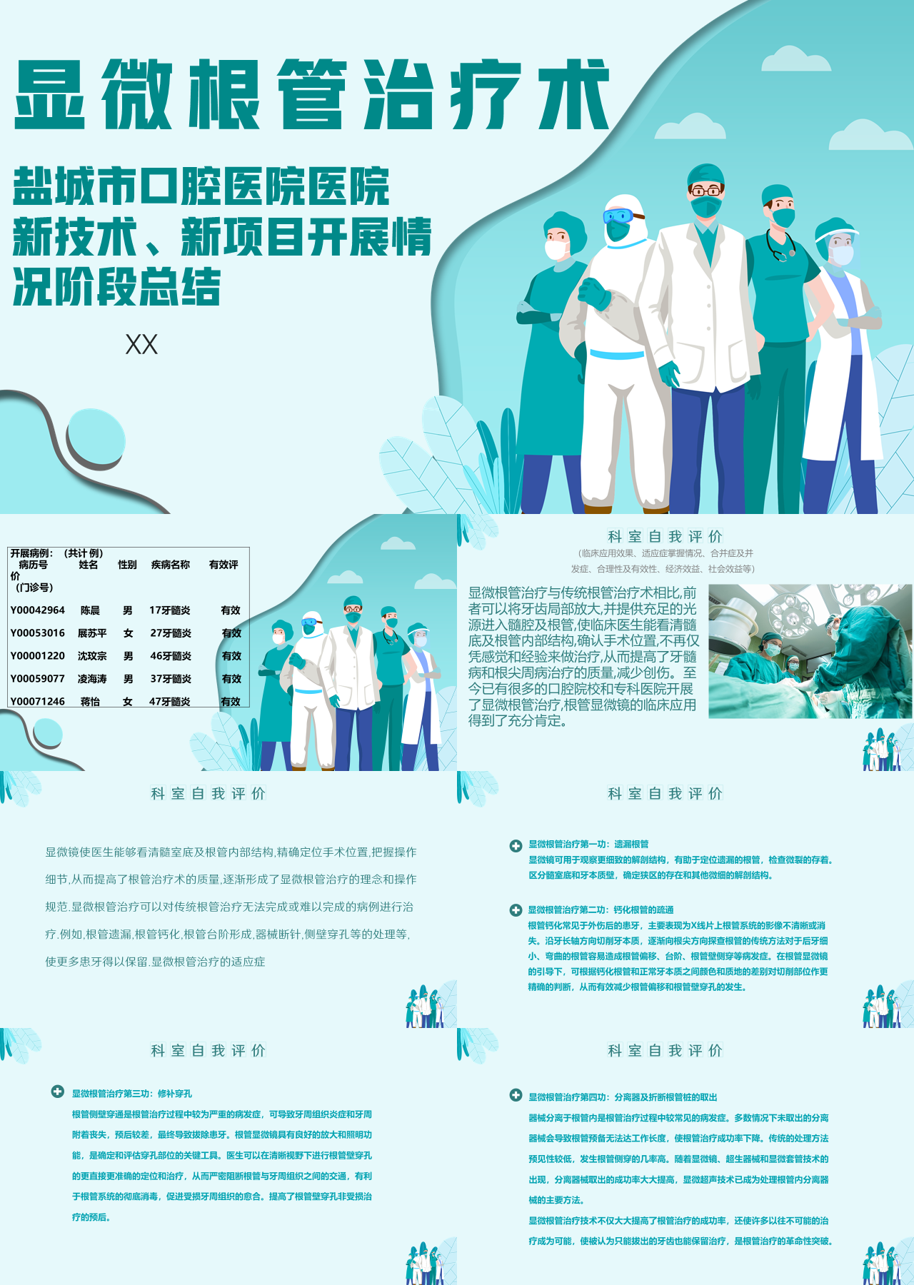 简单静态绿色口腔医院新技术新项目开展情况阶段总结