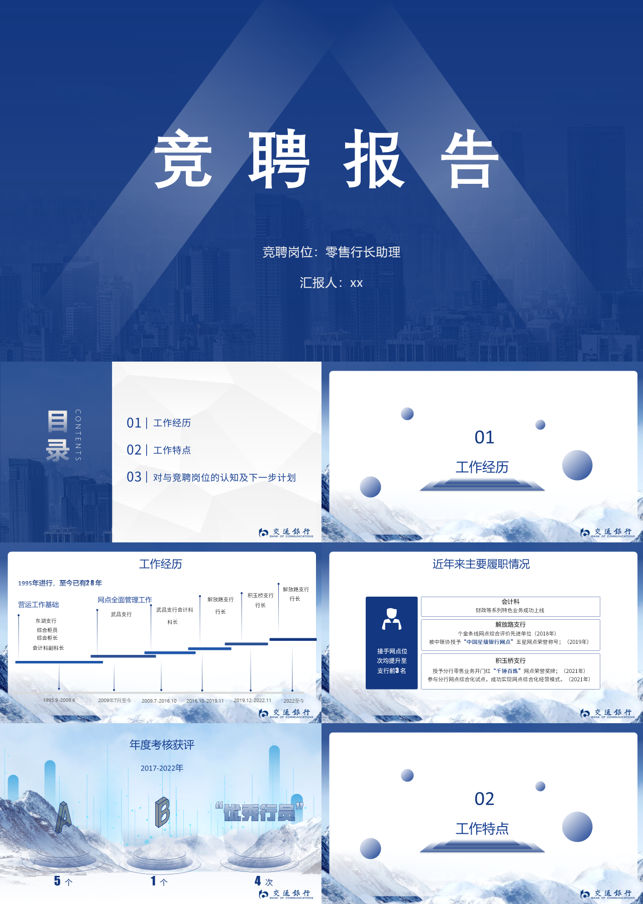 标准静态蓝色零售行长助理竞聘报告