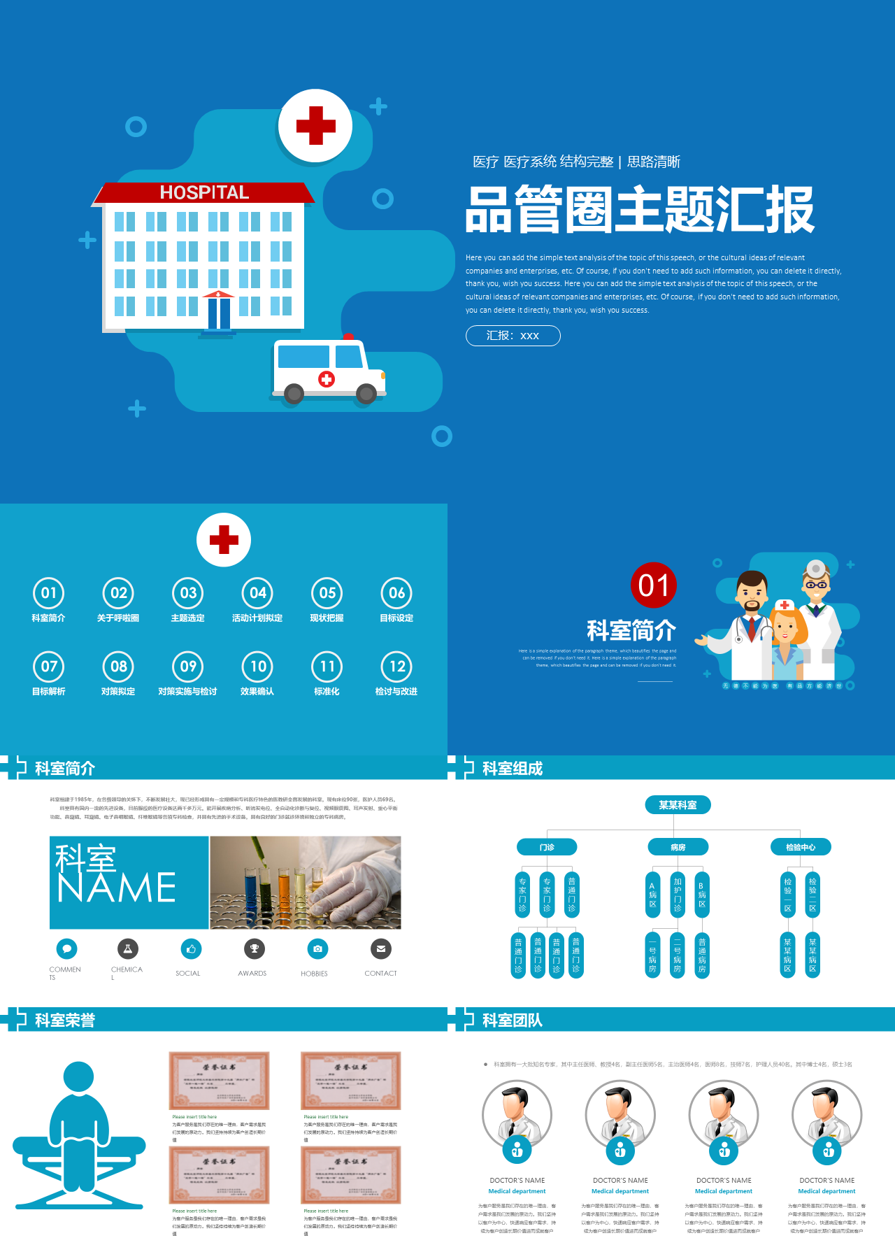 简单动态深蓝色品管圈QCC系统医学护理